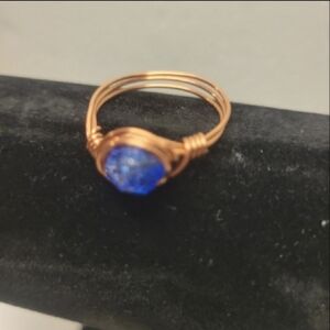 Hand Crafted Copper Blue Saffire Stone Ring